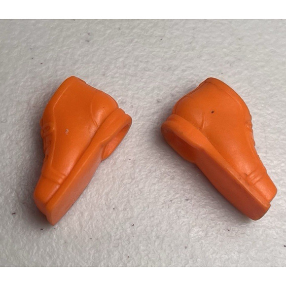 Vintage Barbie Ski Boots Shoes 1797 Ski Scene Orange Squishy 70s Black Mark - Picture 7 of 9